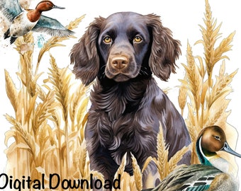 Boykin Spaniel Dog Watercolor Clipart Boykin Spaniel Dog PNG Commercial Use Hunting Dog Duck Hunter Boykin Dog Cute Illustration PNG Print