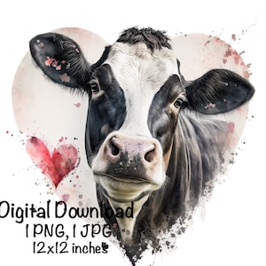 Bauernhof Milchkuh Aquarell Clipart Tagebuch Kuh Valentinstag Herz PNG Kommerzielle Nutzung Milchkuh Kuh Grafikdesign Illustration Kuh Druck