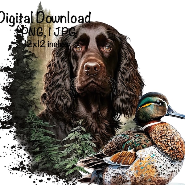 Boykin Spaniel Dog Watercolor Clipart Boykin Spaniel Dog PNG Commercial Use Hunting Dog Duck Hunter Boykin Dog Cute Illustration PNG Print