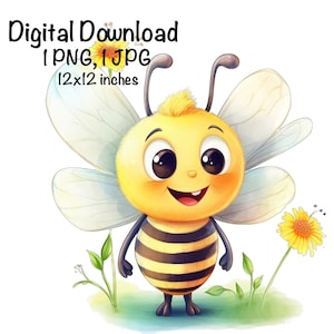 Honeybee, Cute Bee clipart, Honey Bee Animals Bee PNG, Bee Daisy Flowers Adorable Bee Sublimation Bee Printable Cute Insects Animals