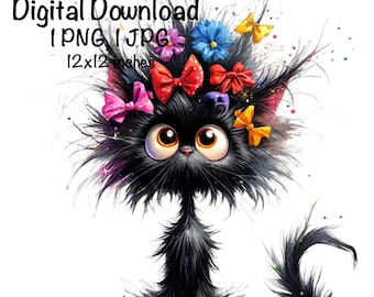 Funny Black Cat PNG | Cute Cat PNG Sublimation | Crazy Cat png | Digital Download | Cat Lover PNG | Cat Owner Gift | Cat Mom Cat Sublimation