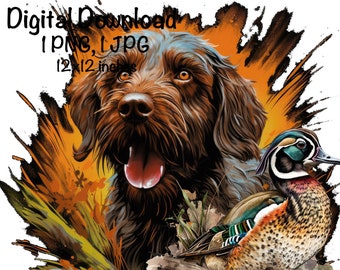 Entenjagd PNG, Jagdhund und Ente, digitaler Download, Entenjagd Sublimation, Enten Sublimation PNG, Entenjäger png, Jagdhund png
