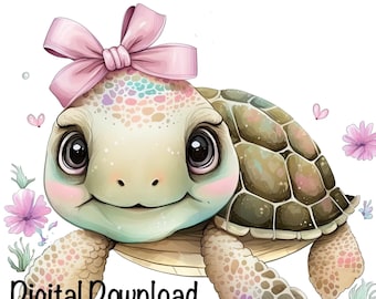Sea Turtle, Cute Sea Turtle clipart Ocean Animals Sea Turtle PNG, Sea Turtle Water Bubbles Sublimation Turtle Wall Art Print Blue Sea Turtle
