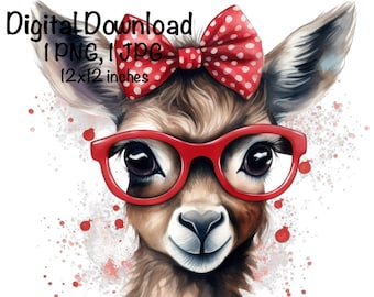 Funny Lama PNG, alpaga mignon PNG sublimation, Lama portant des lunettes de soleil, utilisation commerciale Safari Life Digital Download, Lama animaux de zoo PNG