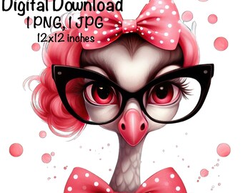 Funny Flamingo PNG, Cute Flamingo Sublimation, Flamingo Wearing Sunglasses, Commercial Use, Birds png Digital Download Flamingo Clipart  PNG
