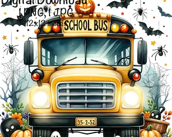 Halloween School Bus PNG Spooky School Bus Driver Vehicle Bus Clipart Halloween School Bus PNG School Bus png Sublimation Back to School png