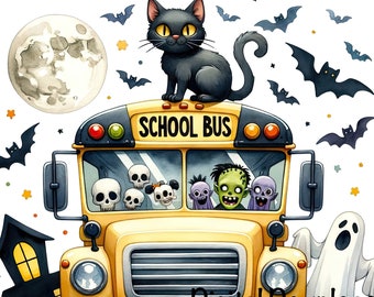 Halloween School Bus PNG Spooky School Bus Driver Vehicle Bus Clipart Halloween School Bus PNG School Bus png Sublimation Back to School png