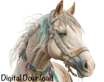 Cowgirl Horse Watercolor, Country Cowgirl Clipart PNG Commercial Use Sublimation Designs Country Girl Horse Watercolor Illustration PNG, JPG