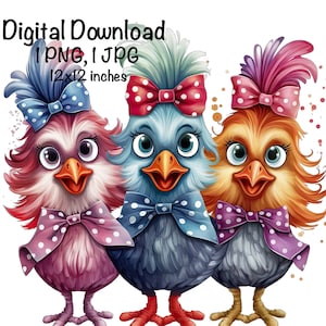 Funny Chicken PNG, Cute Chicken PNG Sublimation, Three Crazy Chickens png, Commercial Use, Farm Life, Digital Download, Chicken Chick PNG