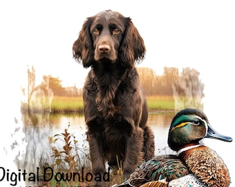Boykin Spaniel Dog Watercolor Clipart Boykin Spaniel Dog PNG Commercial Use Hunting Dog Duck Hunter Boykin Dog Cute Illustration PNG Print