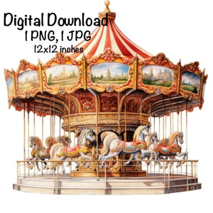 County Fair PNG, digitaler Download, Karussell Sublimation Clipart, kommerzielle Nutzung, Merry Go Round png State Fair, Livestock Fair Karneval png