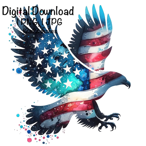 Eagle Flag PNG | Patriotic USA Eagle Flag Clipart | Bird Eagle Sublimation | Eagle Flag Sublimation | United States Eagle PNG Fourth Of July