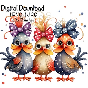 Funny Chicken PNG, Cute Chicken PNG Sublimation, Three Crazy Chickens png, Commercial Use, Farm Life, Digital Download, Chicken Chick PNG