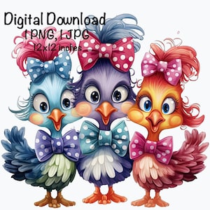 Funny Chicken PNG, Cute Chicken PNG Sublimation, Three Crazy Chickens png, Commercial Use, Farm Life, Digital Download, Chicken Chick PNG