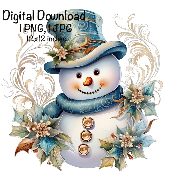 Cute Christmas Snowman PNG, Christmas Sublimation, Commercial Use, Winter Snowman PNG, Christmas Xmas Snowmans, Winter Holidays Ornament png