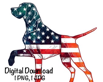 Hunting Dog Sublimation PNG | Patriotic USA Pointer Dog PNG Clipart | Digital Download | Patriotic Sublimation png | Hunt Fourth of July png