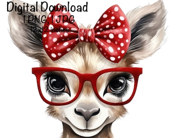 Funny Lama PNG, alpaga mignon PNG sublimation, Lama portant des lunettes de soleil, utilisation commerciale Safari Life Digital Download, Lama animaux de zoo PNG