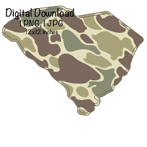 Camo South Carolina Zustand Karte PNG | SC Map Patch PNG | Jagd Sublimation | Old School Camo Sublimation | Camo State Patch png