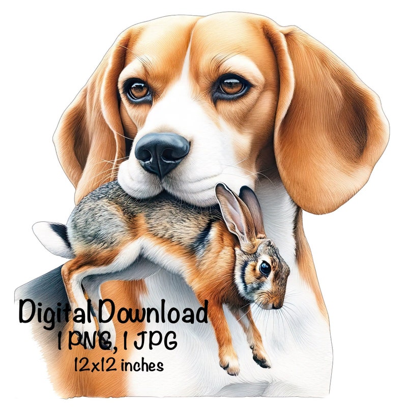 Beagle Chasing a Rabbit Png - Etsy
