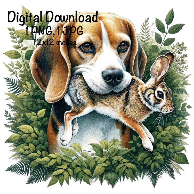 Beagle Chasing a Rabbit Png - Etsy