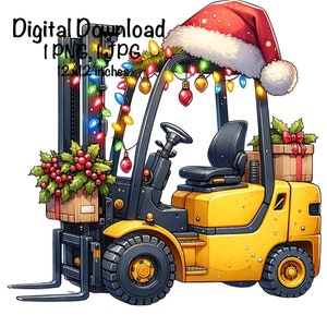 Frohe Weihnachten Gabelheben PNG Aquarell Baustellen LKW Jungen Clipart Nikolaus Gabelheben PNG Kommerzielle Nutzung Fahrzeug Autos Sublimation png