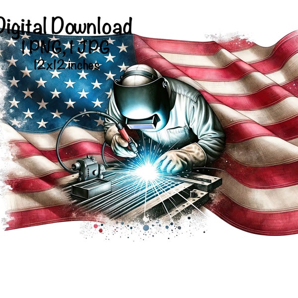 Welder Watercolor Welding Sublimation Iron Worker PNG Welder Welding png Mechanical Worker Welder svg Clipart US Flag Welder Art PNG Graphic