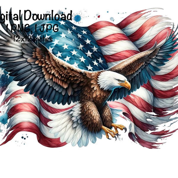 Eagle Flag PNG Patriotic USA Eagle Flag Clipart Bird Eagle Commercial Use Transparent Clipart Eagle Flag Sublimation United States Eagle