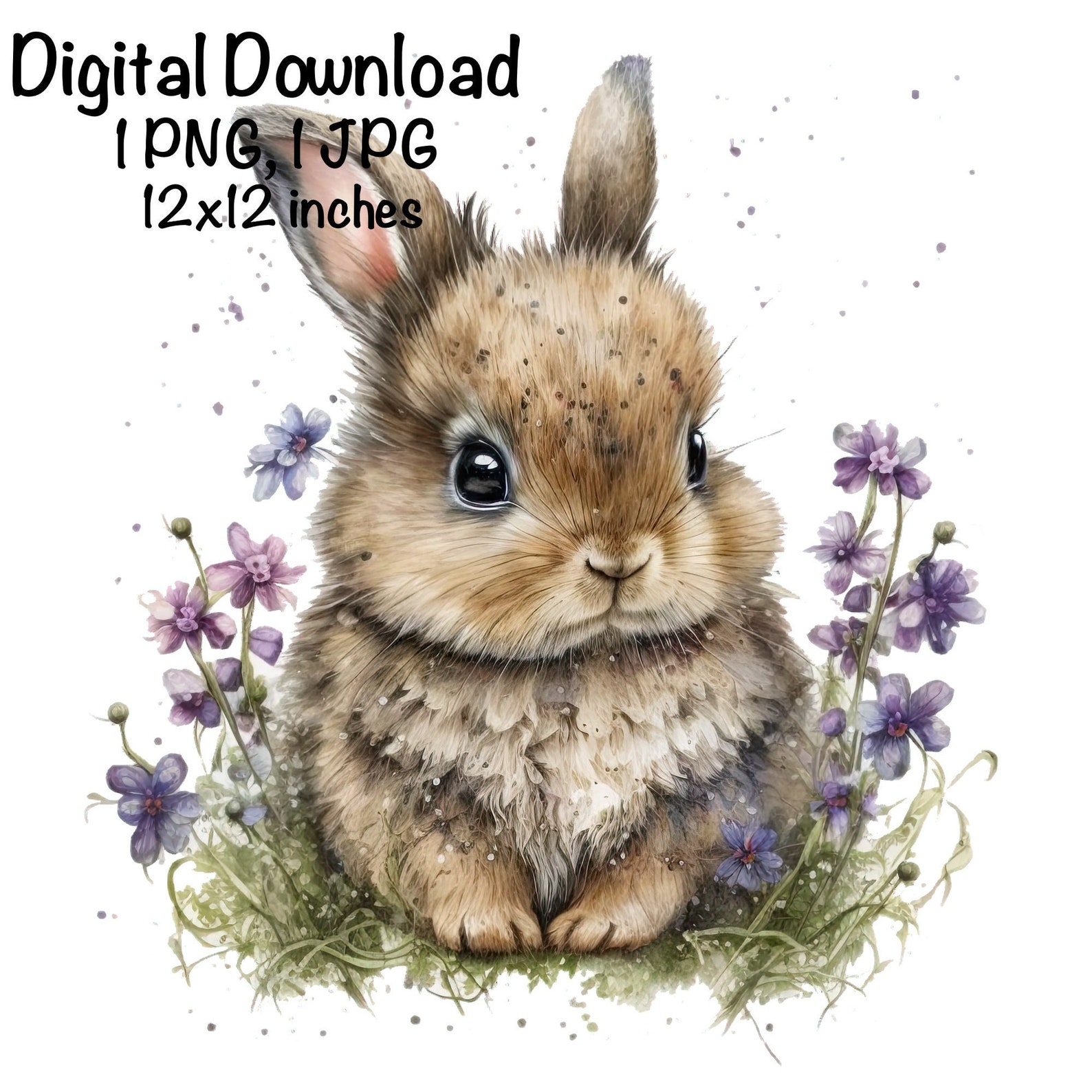 Cute Bunny Watercolor Clipart White Bunny Spring Daisy Flowers Farm ...