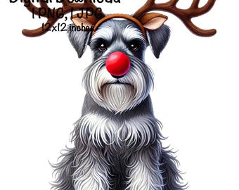 Julschnauzer PNG | Julrenschnauzerhund sublimering | Söt rolig schnauzer jultomtehund | Jultröjor design presenter