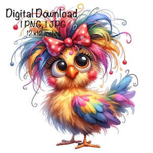 Funny Chicken PNG | Cute Chicken PNG Sublimation | Crazy Chicken png | Messy Hair Chicken | Farm Life | Digital Download | Chicken Chick PNG