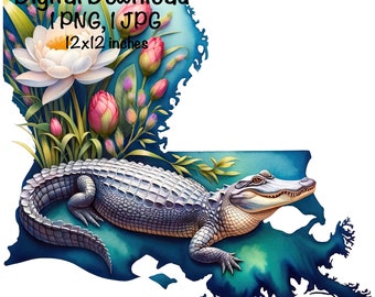 Louisiana PNG Watercolor Louisiana Map Boys Girls Clipart United States of America PNG Commercial Use Louisiana State Magnolia Alligator PNG