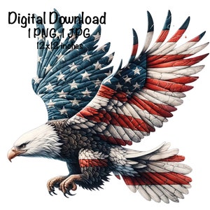 Eagle Flag PNG Patriotic USA Eagle Flag Clipart Bird Eagle Commercial Use Transparent Clipart Eagle Flag Sublimation United States Eagle