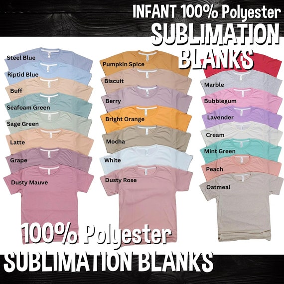 100% Polyester Baby Crew Neck Sublimation Shirt, Infant Crew Neck Sublimation Blanks, Sublimation T-Shirt, Kids Colored Sublimation Blanks