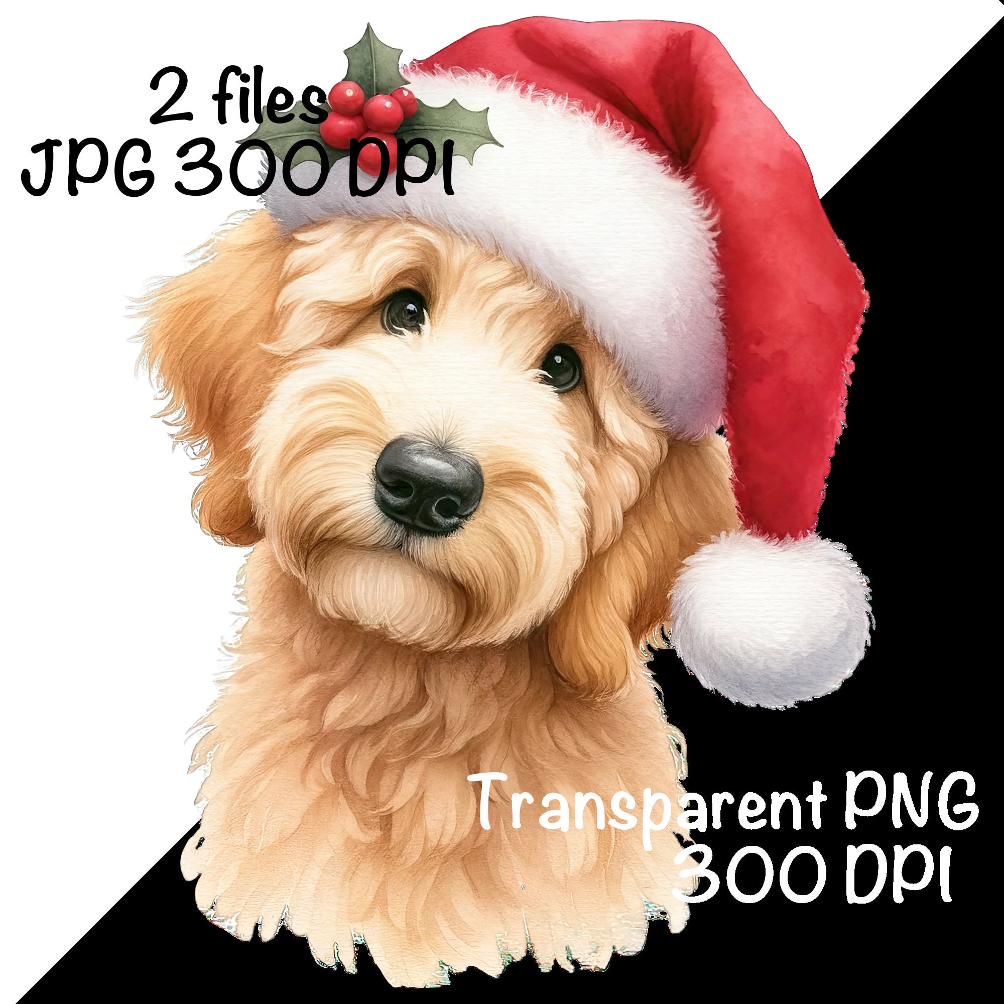 クリスマス ゴールデンドゥードルの子犬 PNG クリスマス サンタ帽子 ドゥードル 犬の昇華 PNG かわいいゴールデンドゥードルの犬の赤ちゃん  ドゥードル PNG 子犬のクリスマスプレゼント - Etsy 日本, image size:2000x2000
