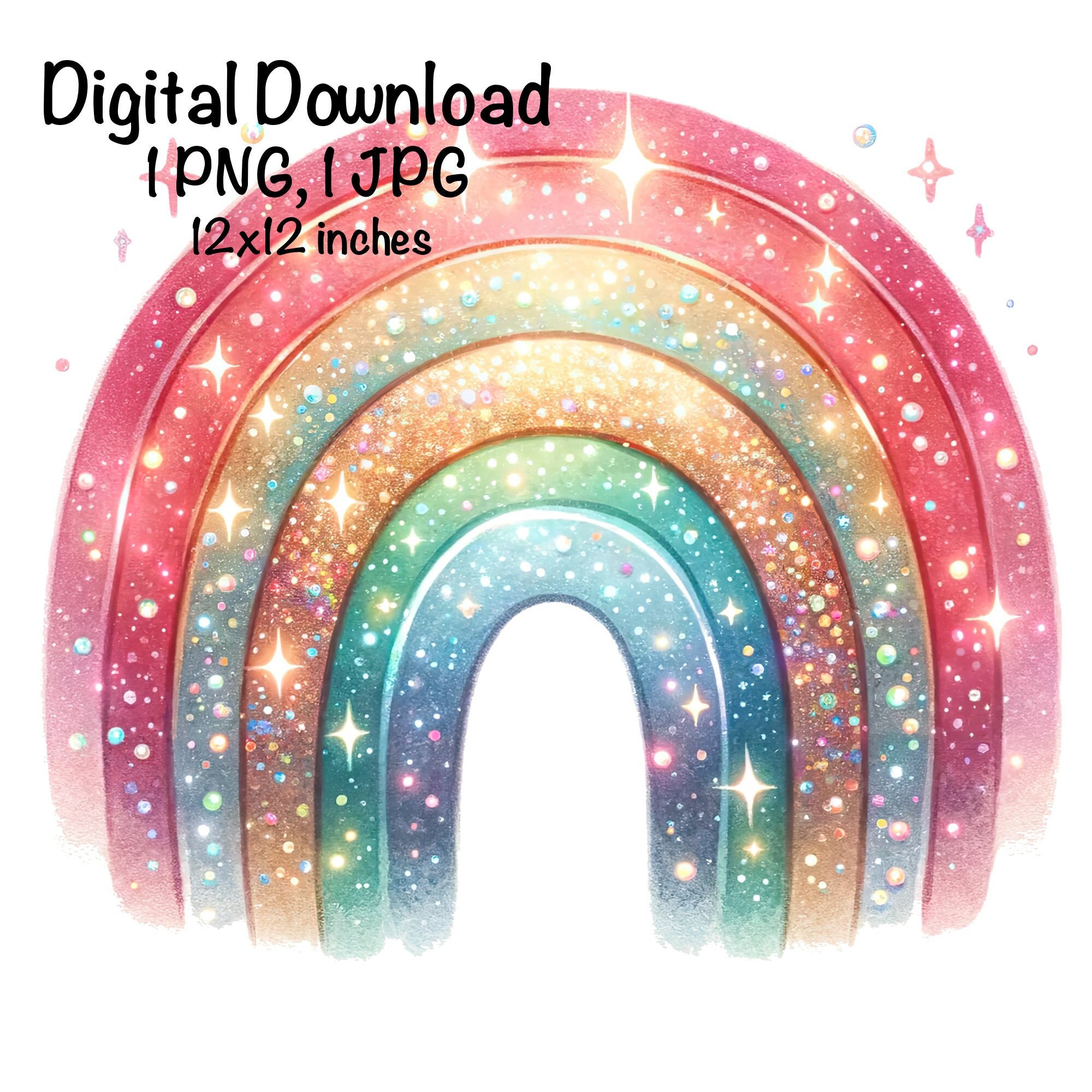 Glitter Rainbow PNG Clipart Sparkle Rainbow Graphic Sparkly Glittery Rainbow PNG Commercial Use Rainbow Sublimation Sparkling Boho Rainbow
