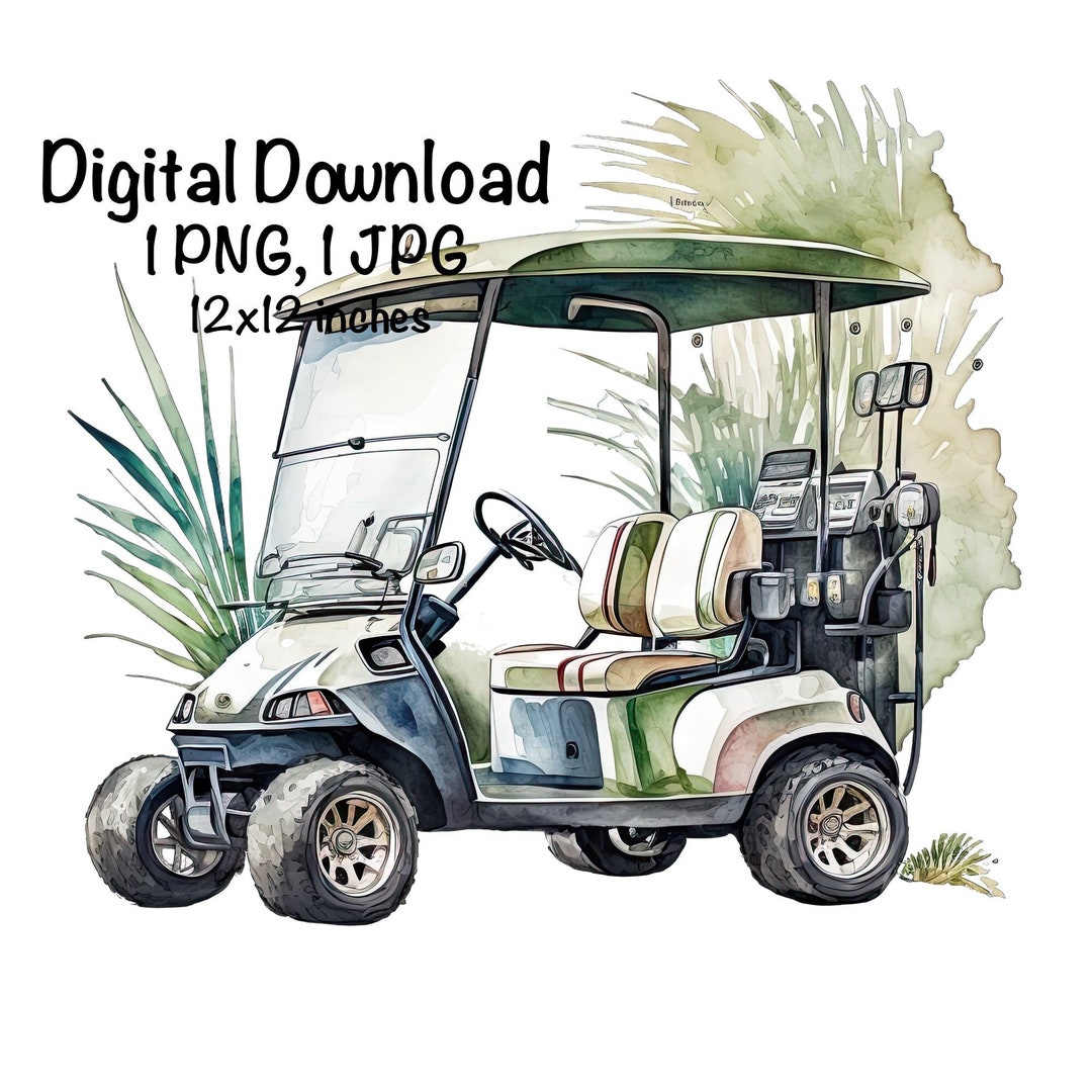 Golf Cart Watercolor Green Golf Cart Sport Girl Clipart Etsy