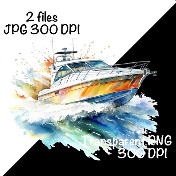 Speedboat on water. Illustration of a fast speedboat on the water