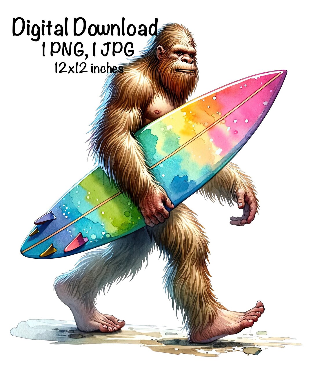 Surfing Bigfoot PNG, Bigfoot Sublimation, Surfer Sublimation, Sasquatch