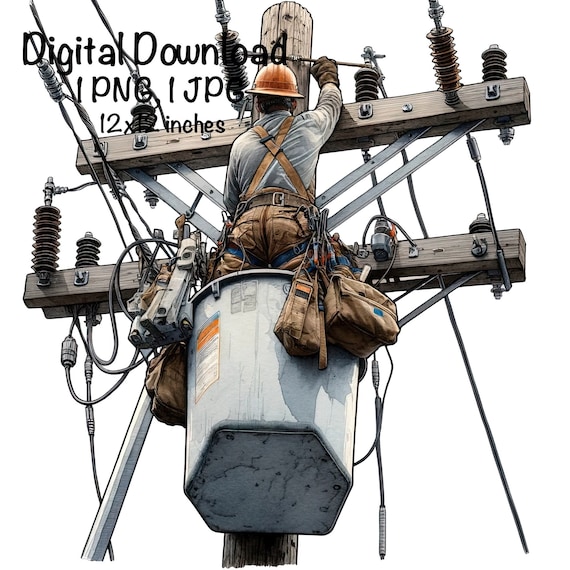 Lineman PNG Lineman Electrician Worker Boys Clipart Occupation Lineman Power PNG Commercial Use Lineman Gift Journeyman Lineman Sublimation