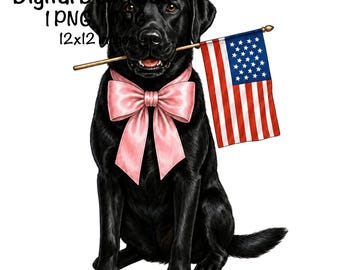4th Of July Black Labrador PNG | July 4th Hunting Dog Sublimation PNG | Patriotic Labrador Dog | America US Flag Lab Sublimation Hunter png
