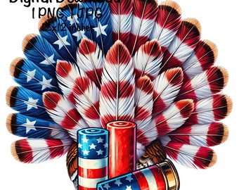 US Turkey Hunting PNG | Turkey Hunter Clipart | Turkey Hunt png | Hunting Sublimation | Turkey png | Patriotic US Flag Wild Turkey png