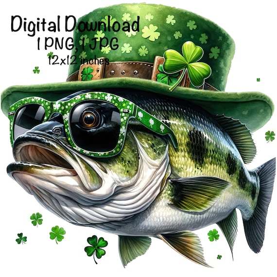 St. Patrick's Day Bass Fish PNG, Large Mouth Bass Sublimation PNG, Fishing  Sublimation PNG, Irish Bass Fishing St Patrick Day Png, Fisherman 