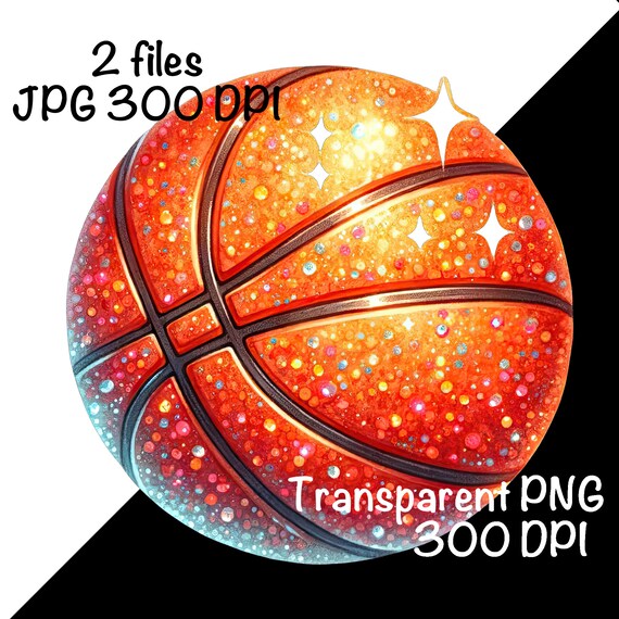 アルバム飾り　バスケットボール　即購入可能（＾ω＾） キラキラ輝くバスケットボール PNG クリップアート キラキラ輝く