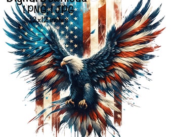 Eagle Flag PNG Patriotic USA Eagle Flag Clipart Bird Eagle Commercial Use Transparent Clipart Eagle Flag Sublimation United States Eagle