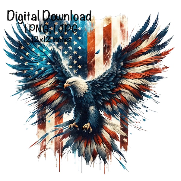 Eagle Flag PNG Patriotic USA Eagle Flag Clipart Bird Eagle Commercial Use Transparent Clipart Eagle Flag Sublimation United States Eagle