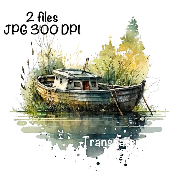 Fishing Boat Watercolor Old Fishing Boat Boys Clipart Small Boat