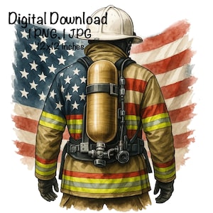 Firefighter Flag PNG Patriotic USA Fireman Flag Clipart American First Responder Commercial Use United States Firefighter Flag Sublimation