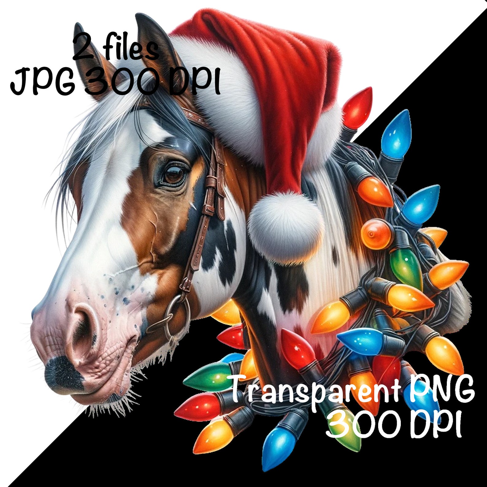 Funny Christmas Horse PNG, Cowgirl Png, Santa Horse Santa Hat PNG ...