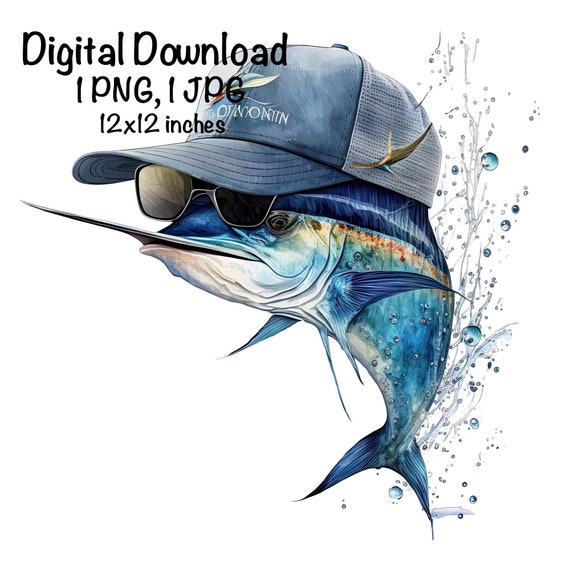Funny Blue Marlin Fish Sublimation Saltwater Fish Clipart Blue