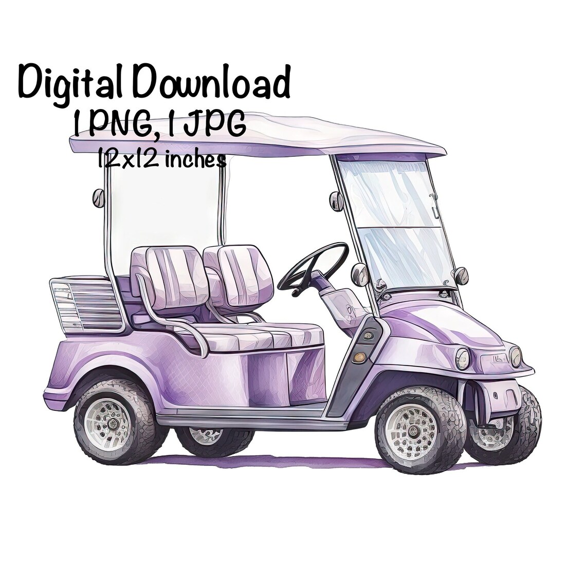 Golf Cart Watercolor Lilac Golf Cart Sports Girl Clipart - Etsy